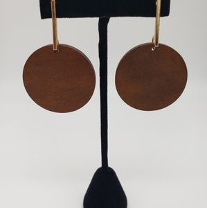 NEW Round Wooden Dangle Earrings